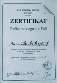 Zertifikat Reflexzonen