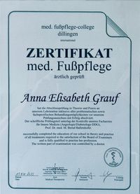 Zertifikat med. Fu&szlig;pflege